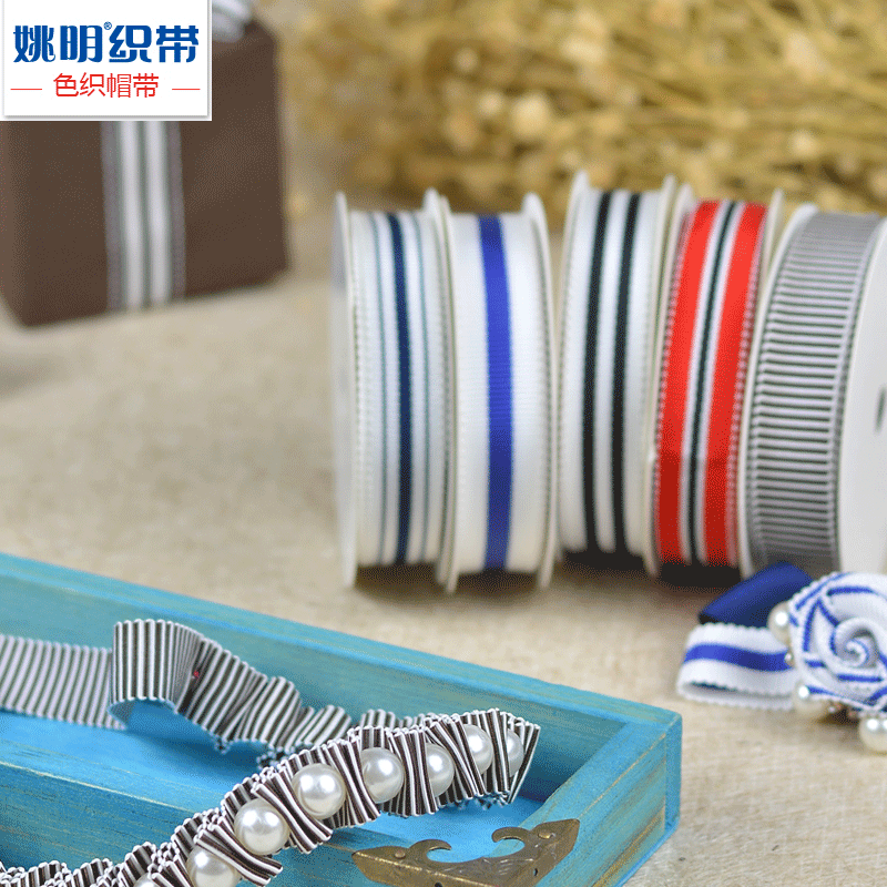 En existencias Yao Ming hilado teñido banda de sombrero rojo cinta de rayas accesorios de ropa Borde de diente cinta costilla Borde de tres colores