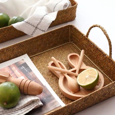 古拾尚草編家居收納托盤酒店客房桌面整理收納筐毛巾衣物箱
