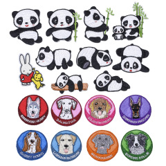 君樂刺繡布貼卡通動物頭補丁貼胸章服裝輔料裝飾貼貓狗烙邊繡花章
