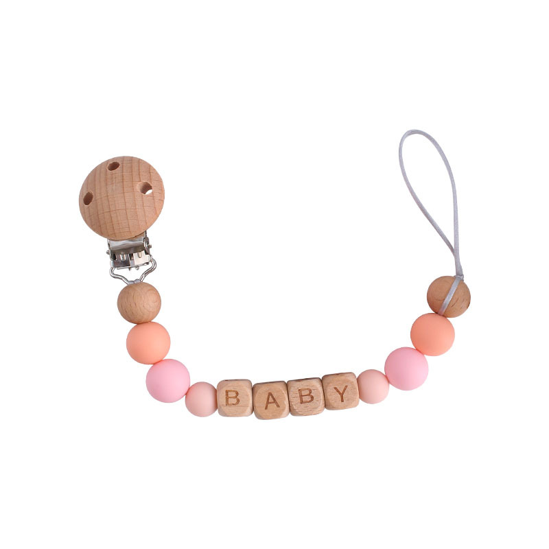 Bebé haya chupete clip grande octogonal silicona juguete mordedor personalizable bebé nombre pulsera chupete cadena traje