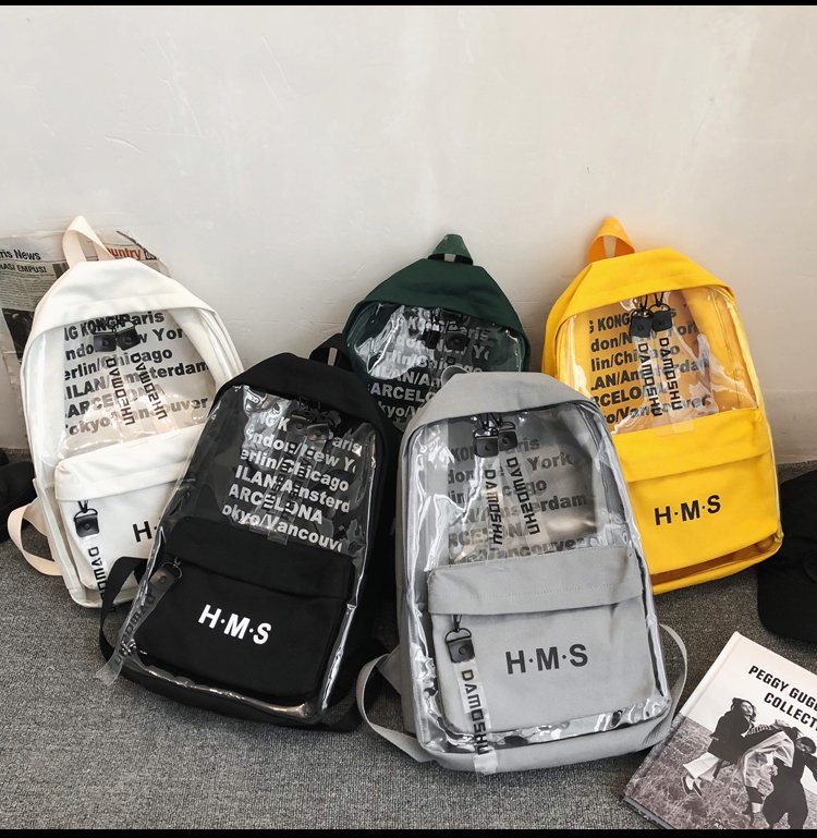 Retro Transparent Printed Letter Backpack display picture 54