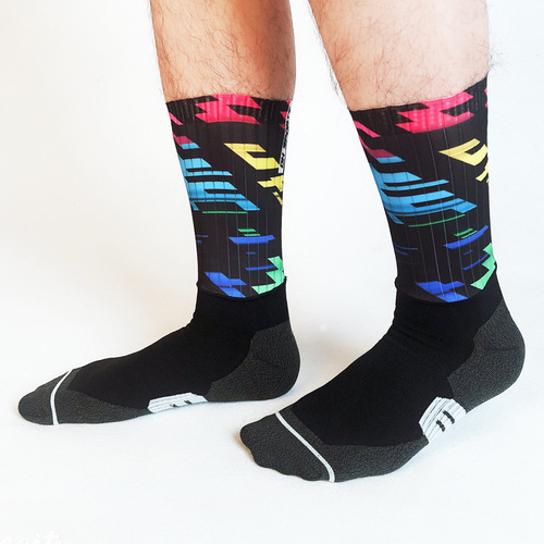 Cross-border best-selling cycling socks, bike sports socks, high-elastic breathable sweat-absorbent medium-length silicone non-slip socks