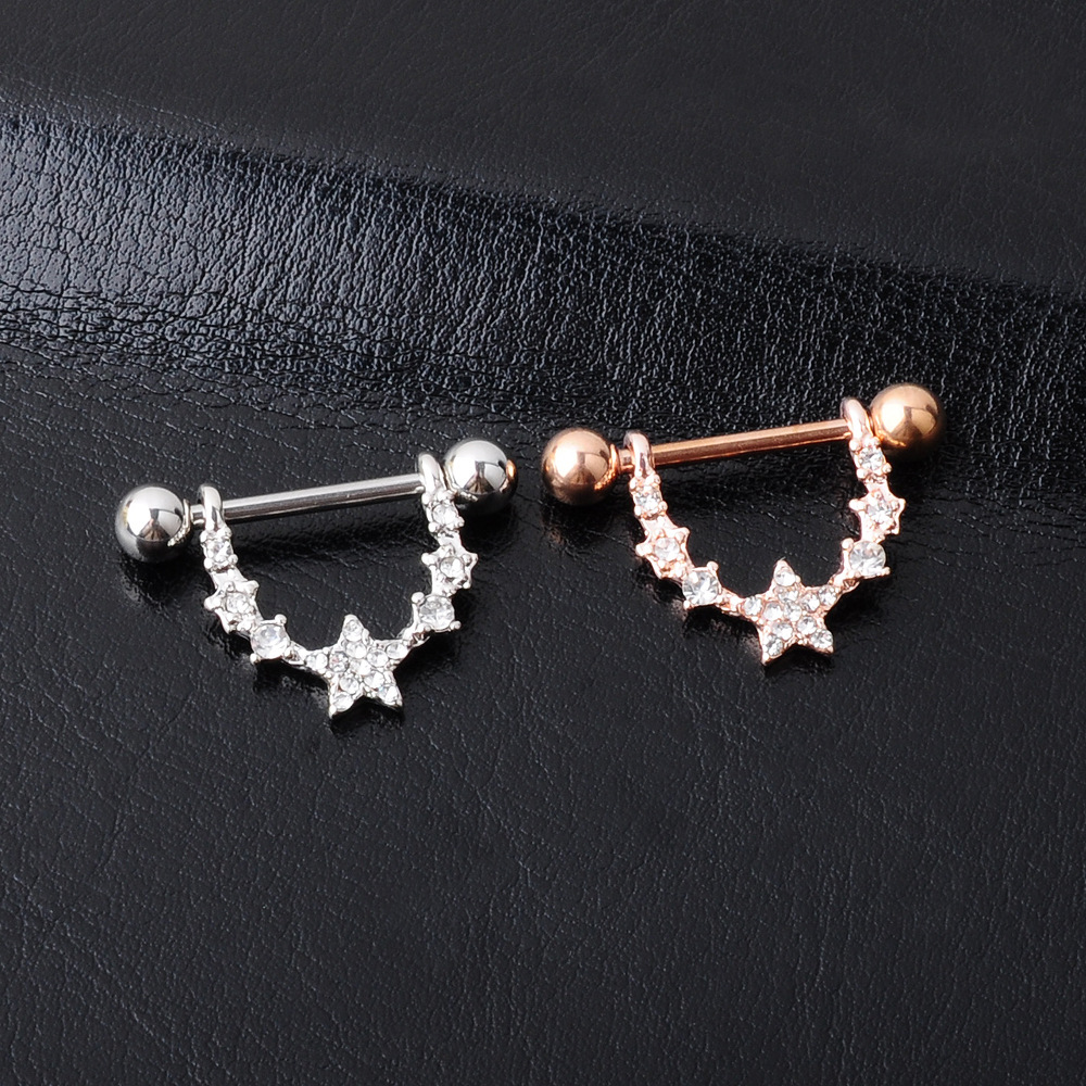 Fashion Star Shaped Inlaid Zircon Alloy Piercing Jewelry Nipple Ring display picture 1