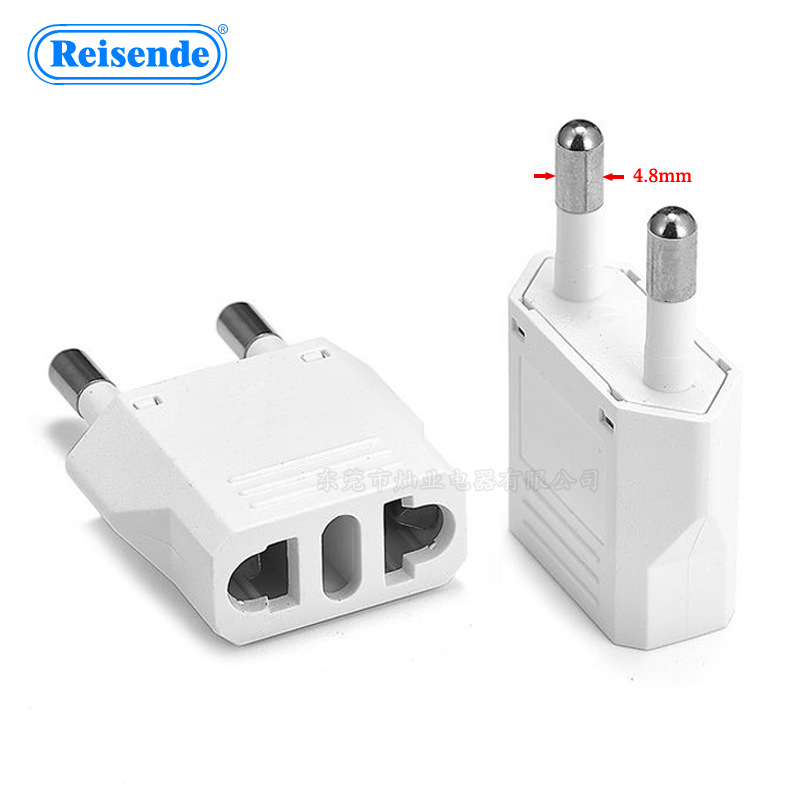 小型欧德标迷你转换插头法德泰越南韩国两圆插脚4.8mm全铜芯材质