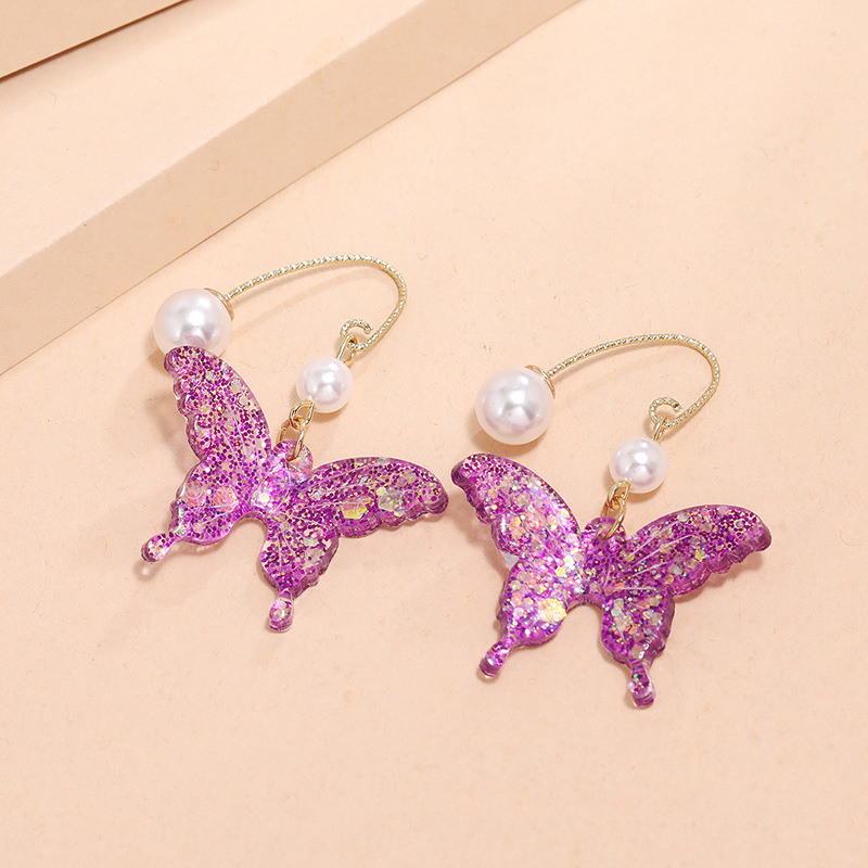 Fashion Trend Colorful Sequin Earrings New Korean Sweet Butterfly Earrings Wholesale Nihaojewelry display picture 5