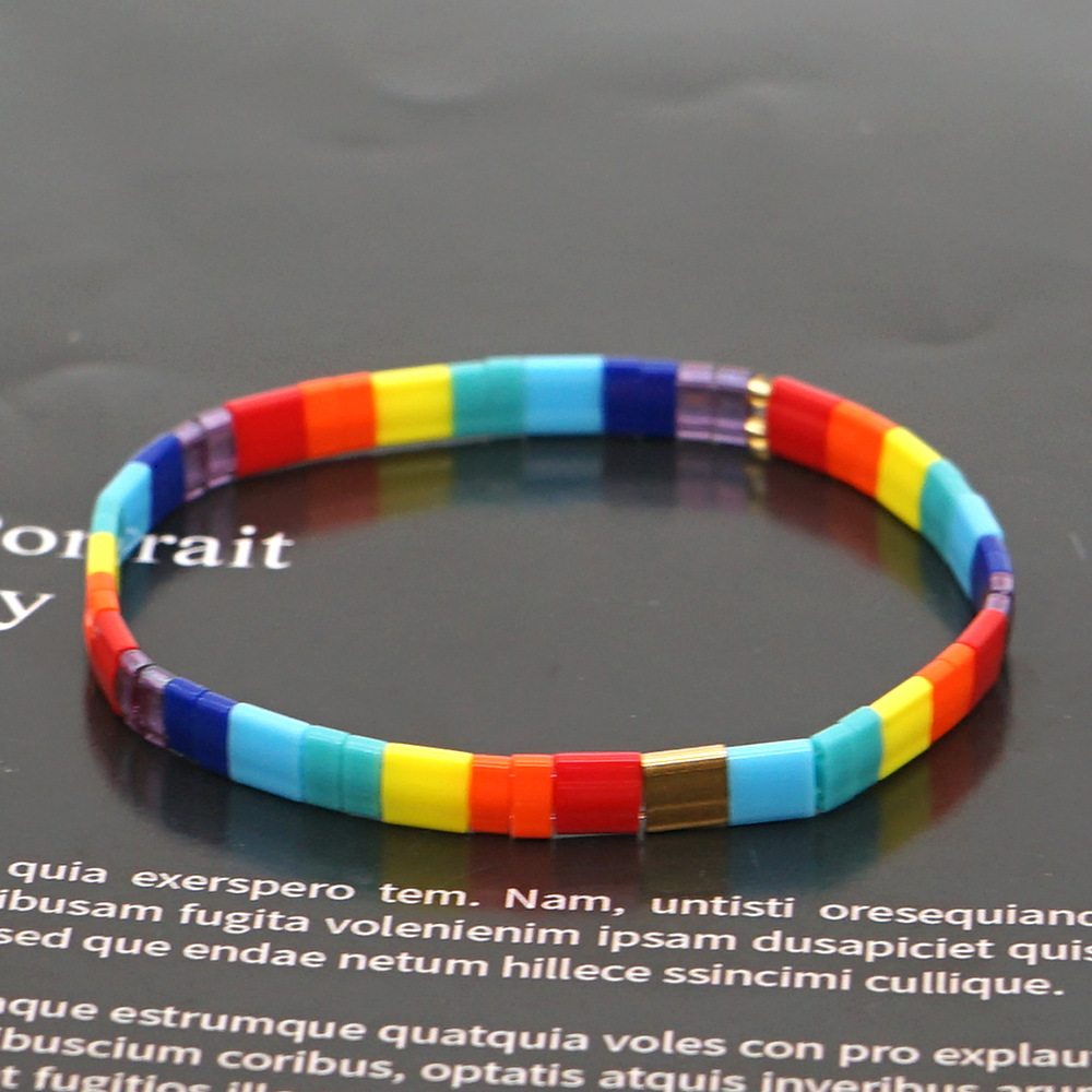 fashion bohemian beach style tila beaded rainbow bracelet jewelry wholesale nihaojewelrypicture5