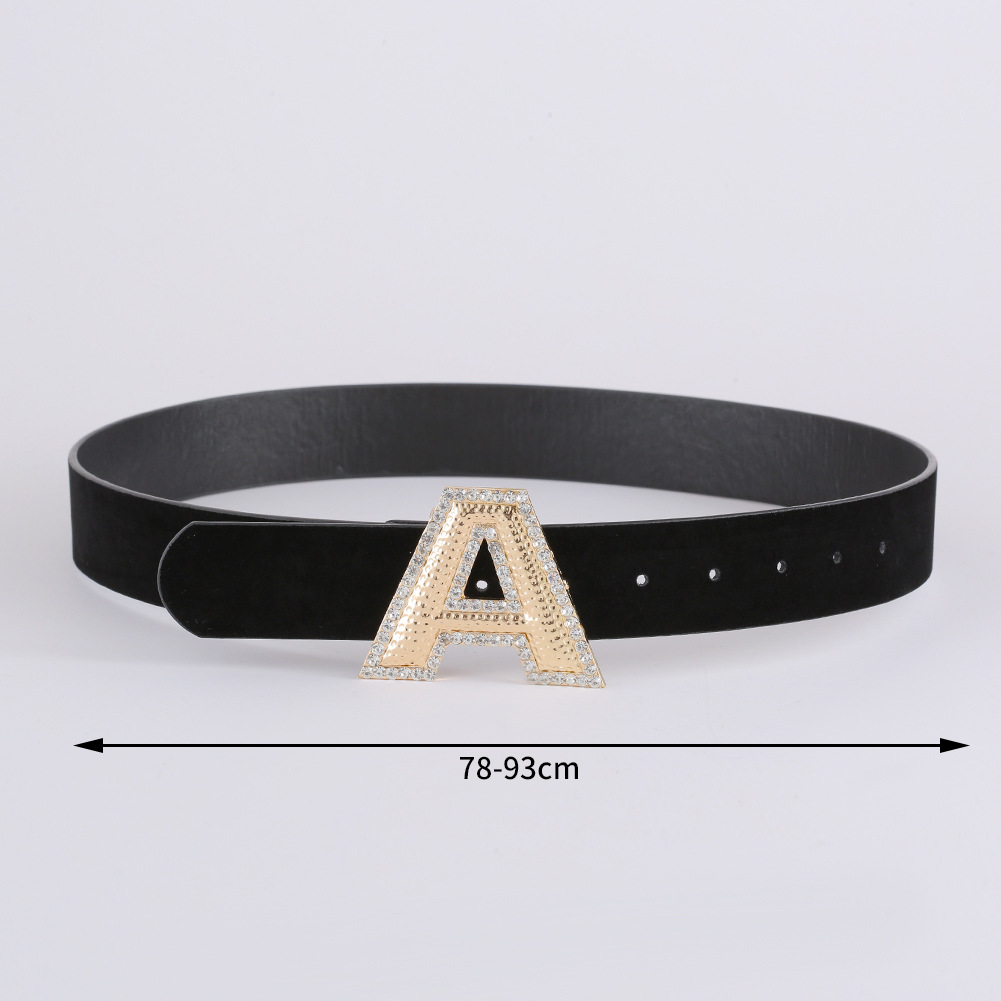 Korean Fashion Suede Belt New Creative Letter A Diamond Belt Women display picture 3