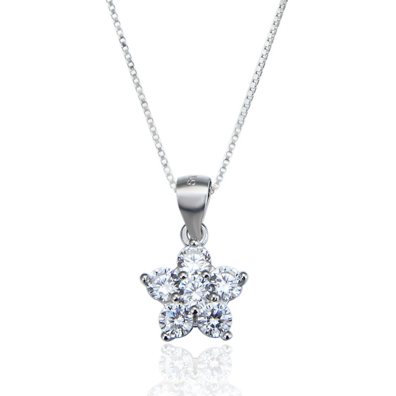 Zirconium, pendant, chain for key bag , small design necklace, flowered, Korean style, simple and elegant design, trend of season, wholesale