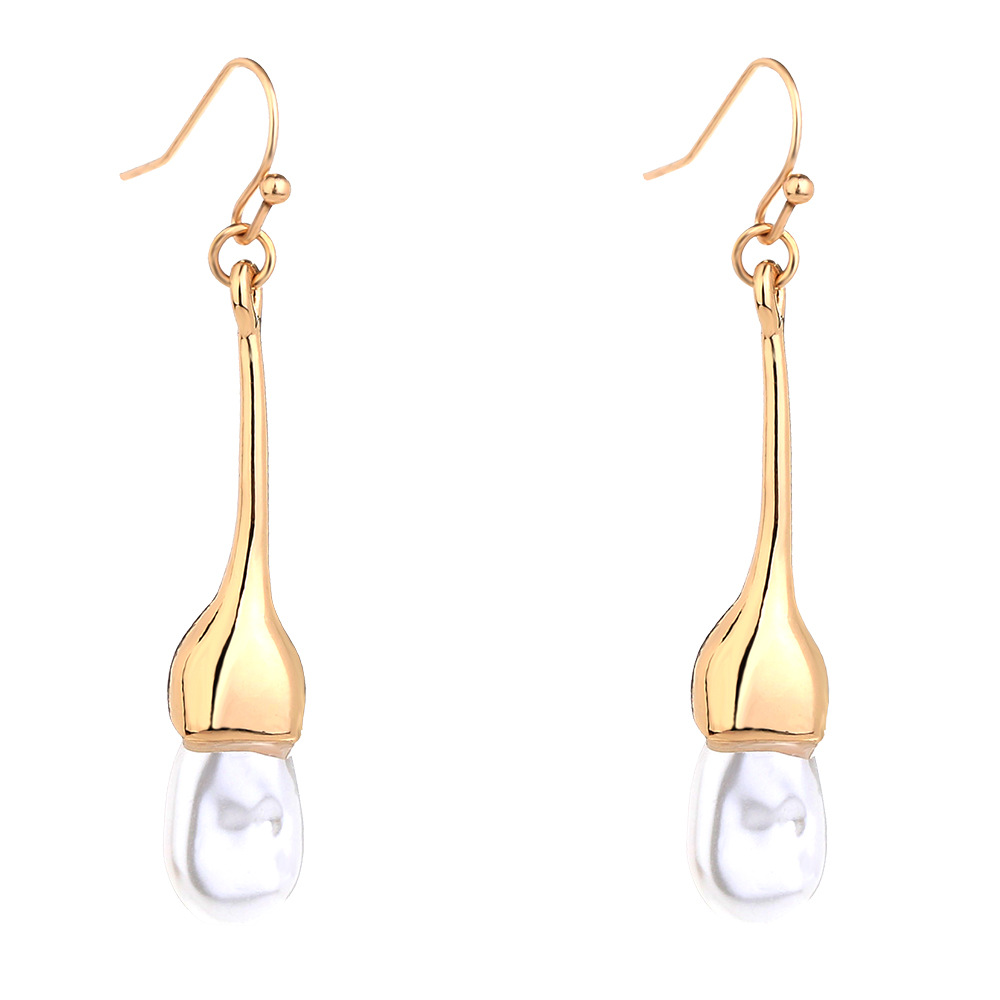 Simple Long Pearl Tassel Earrings display picture 1