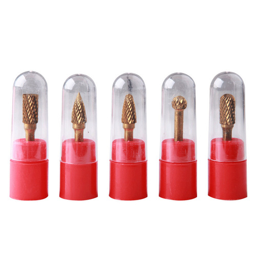 5-pack double-slot rotary file grinding head 6×10mm carbide tungsten steel grinding head rotary file milling cutter