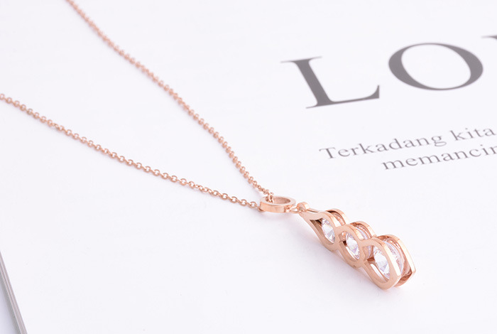 欧美韩个性豆豆镶钻项链钛钢镀玫瑰金锁骨链饰品女礼物百搭气质详情图6