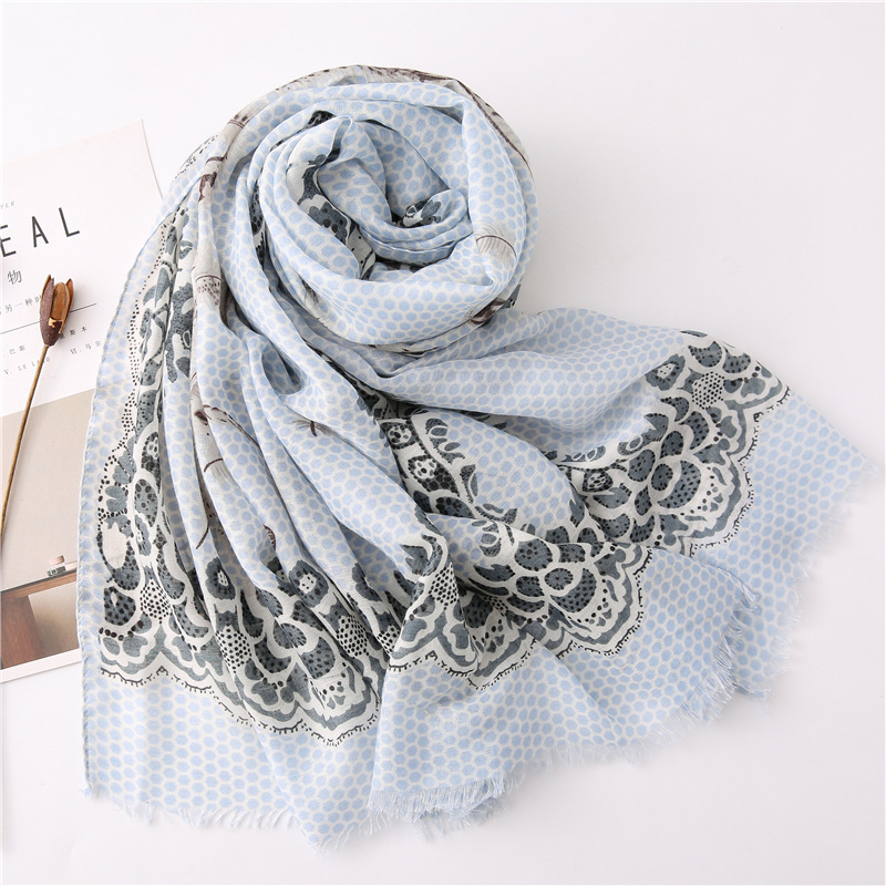 Cotton And Linen Scarf Women Spring And Autumn Wild Feather Plain Pattern Long Shawl Women Suppliers China display picture 15