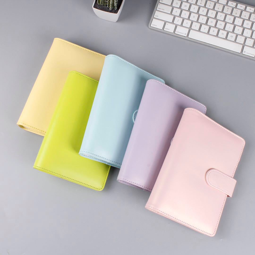 Stationery Korean Ins Girl Heart Macaron Loose-leaf Notebook Pu Journal Book Notepad Journal Book Travel Book display picture 1