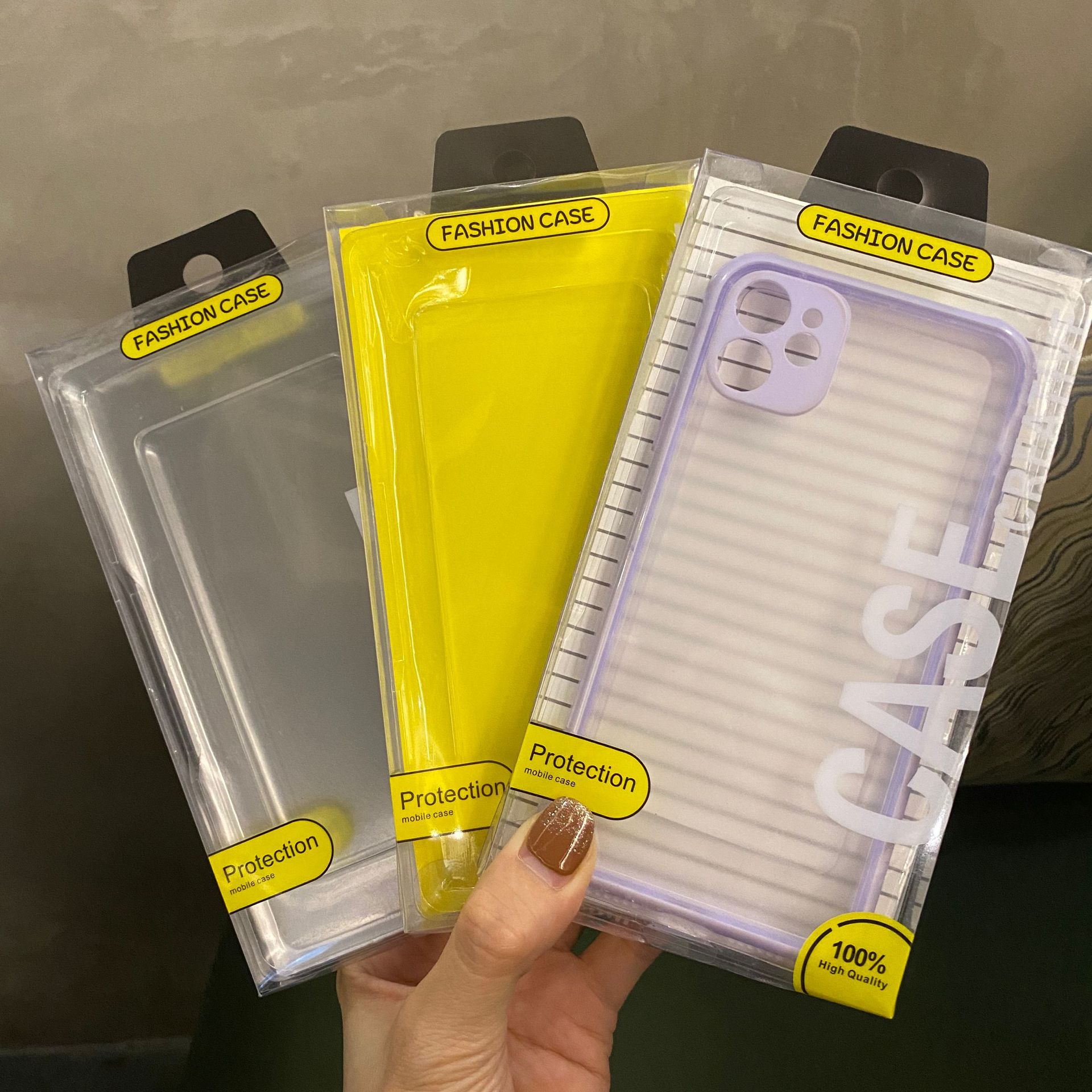 PVC透明包装盒定做胶片彩色印刷防刮花开窗塑料可见手机壳包装盒