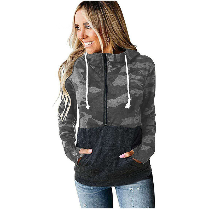 Camouflage Stitching Hooded Sweatshirt NSYHY106393