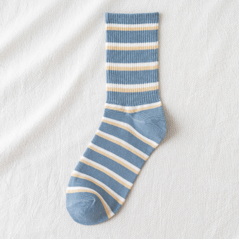 New Striped High-top Women's Socks Couple Long Tube Polyester Cotton Tide Socks Wholesale display picture 4