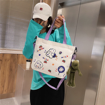 2020 new pattern Canvas bag One shoulder Diagonal ins Small bag Korean Edition leisure time lovely Children Cloth reticule