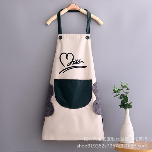 Kitchen apron household waterproof and oil-proof hand-wipeable apron for women creative apron for cooking adult men's work clothes custom printed