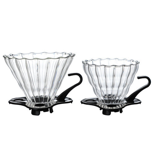 Manufacturer supplies thickened handmade glass coffee funnel V60 drip filter cup striped glass coffee filter