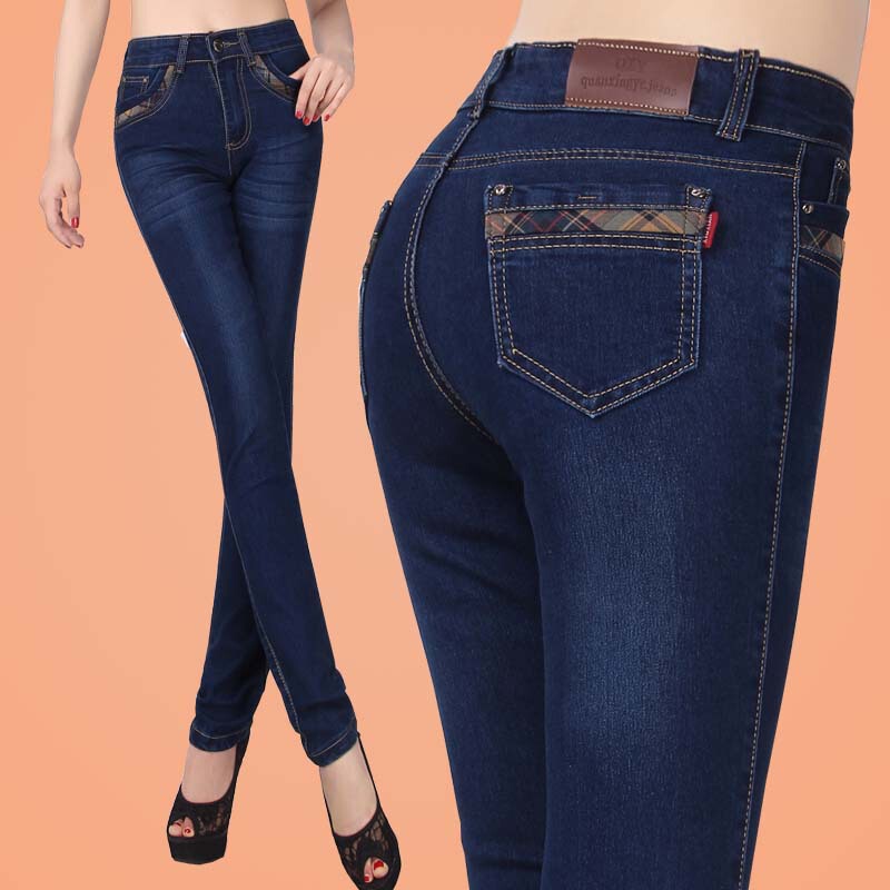 2022 Autumn and Winter High Waist Large Size Stretch Straight Jeans Middle-aged Women's Middle-aged Mother's Thin Trousers for Summer
