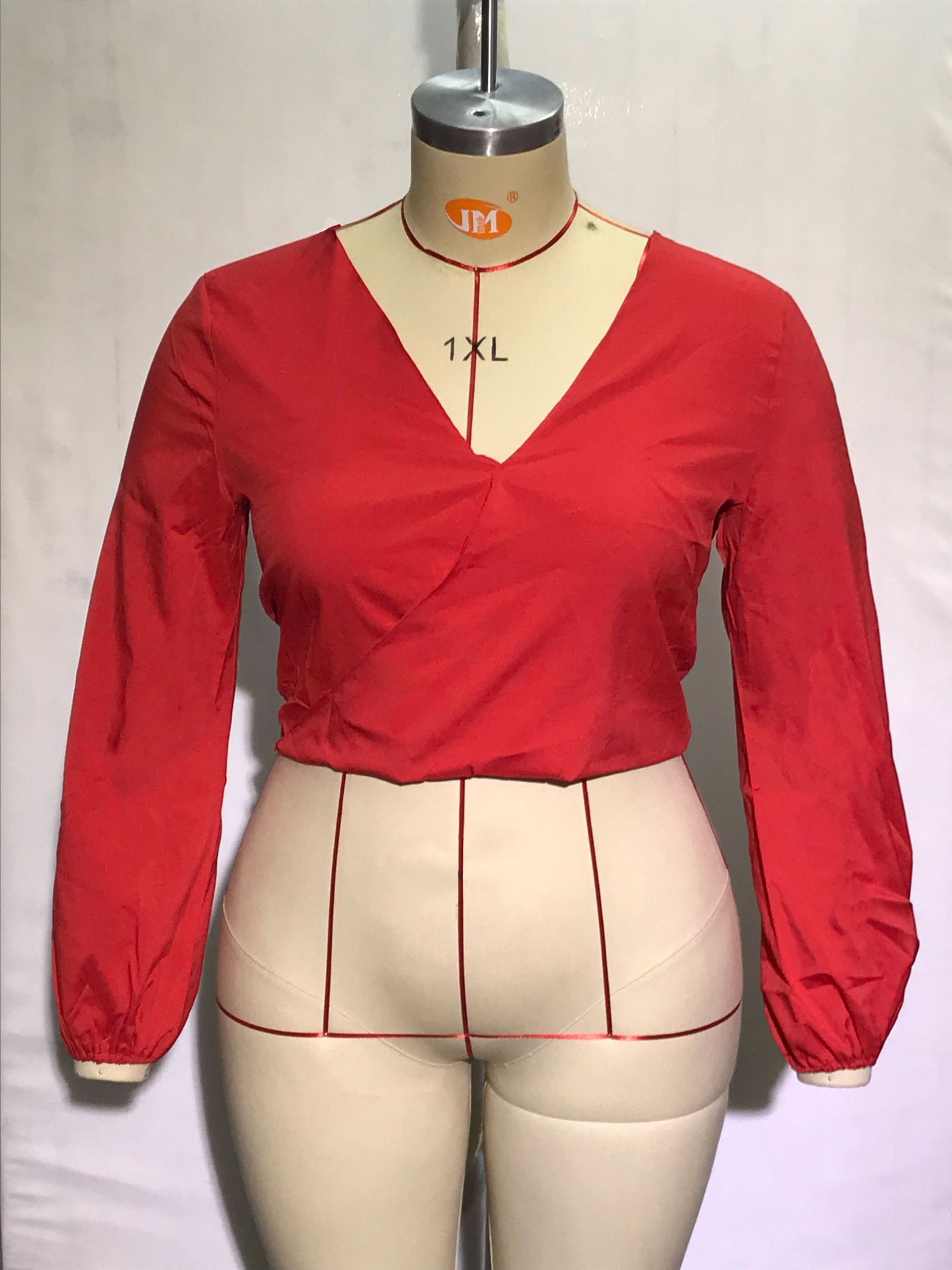 Solid Color Long-Sleeved Sexy Blouse NSJR17189