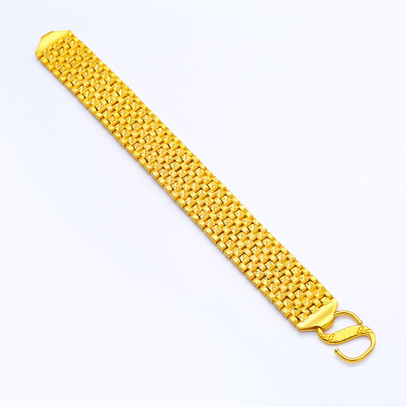 Gold plated Bracelet Men's wide fashion boss gold plated bracelet thick brass simulation jewelry props dad gift Gold plated Bracelet Men's wide fashion boss gold plated bracelet thick brass simulation jewelry props dad gift