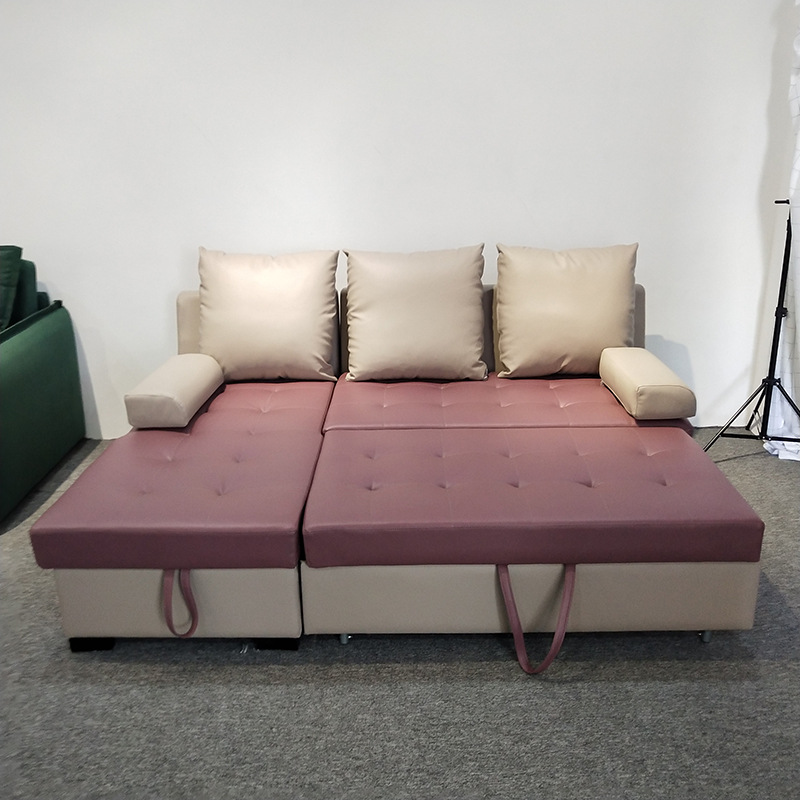 Sofá cama de cuero de casa pequeña, sofá de esquina de almacenamiento multifuncional de dos propósitos, sofá de artefacto de 2 metros, super ahorro de espacio image 4