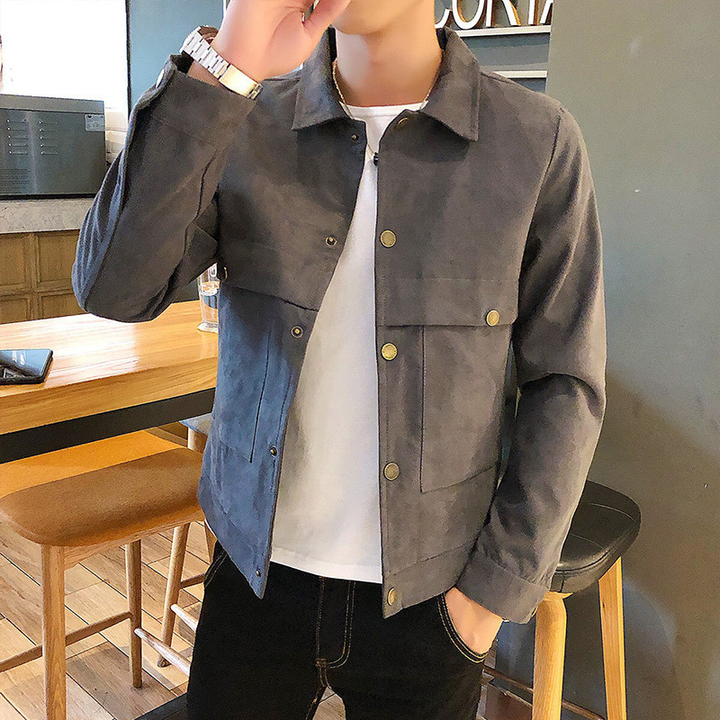 Amazon 2020 Autumn and winter leisure time Men's Jacket Thin section Self cultivation Long sleeve coat Young men Korean Edition men's wear