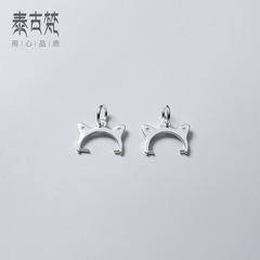 S925 sterling silver plated cat head half-finished earring hook with bead clasp DIY pendant clasp accessory wholesale S0446