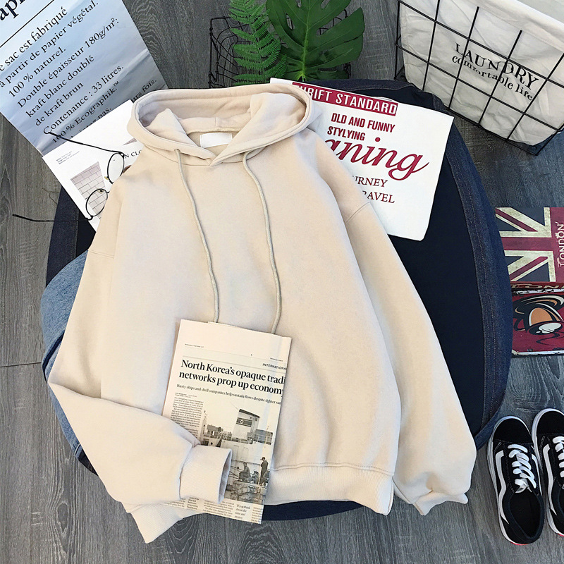 Entrega de una pieza Otoño e Invierno Comercio exterior ropa de mujer forrada con capucha engrosada suéter de color sólido jersey de manga larga abrigo amarillo al por mayor