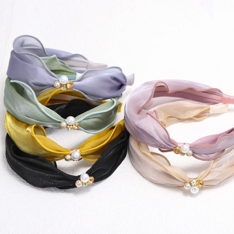 New Fashion Satin And Bright Silk Fabric Rhinestone Pearl Cheap Headband Wholesale display picture 14
