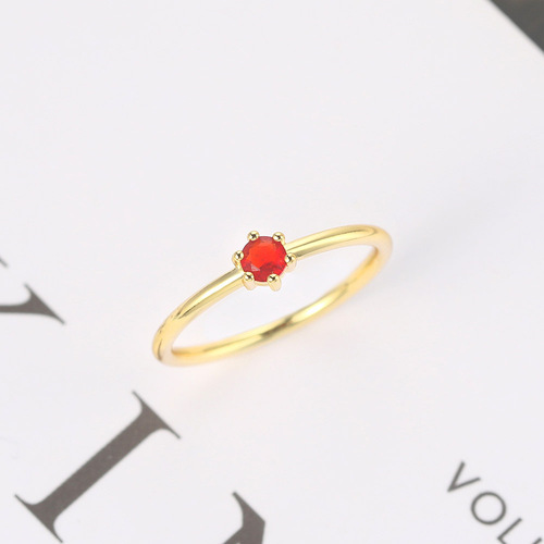 Hazy Moon Japanese and Korean simple six-claw single diamond thin ring for women, real gold plated wedding diamond ring, cross-border accessories wholesale
