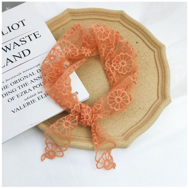 Lace Triangle Scarf Spring And Summer Korean Fashion Scarf Small Silk Scarf Headband Bag Decoration Wholesale Cheap Rs-flyfishing Products display picture 6