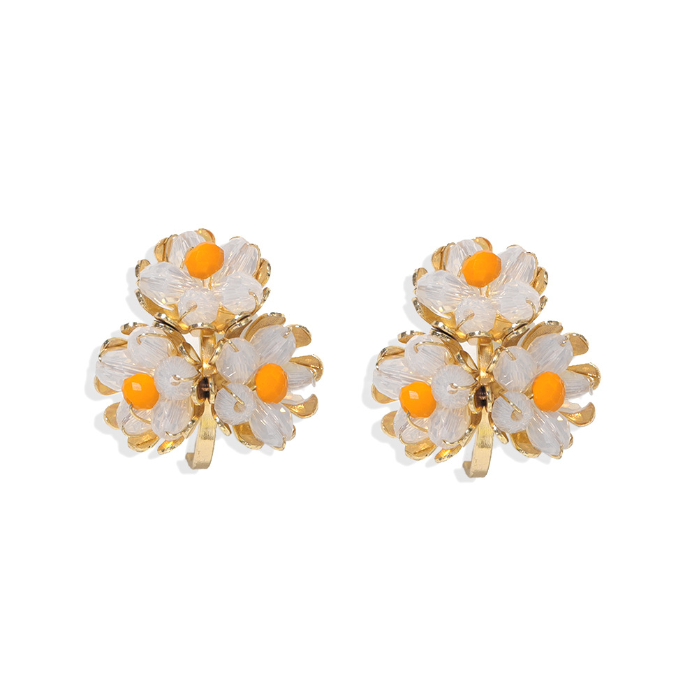 Boucles D'oreilles Fleur Couleur Boucles D'oreilles Fleur Se Chevauchant Mignon Tempérament Boucles D'oreilles Simples Boucles D'oreilles Perles À La Main En Gros Nihaojewelry display picture 10