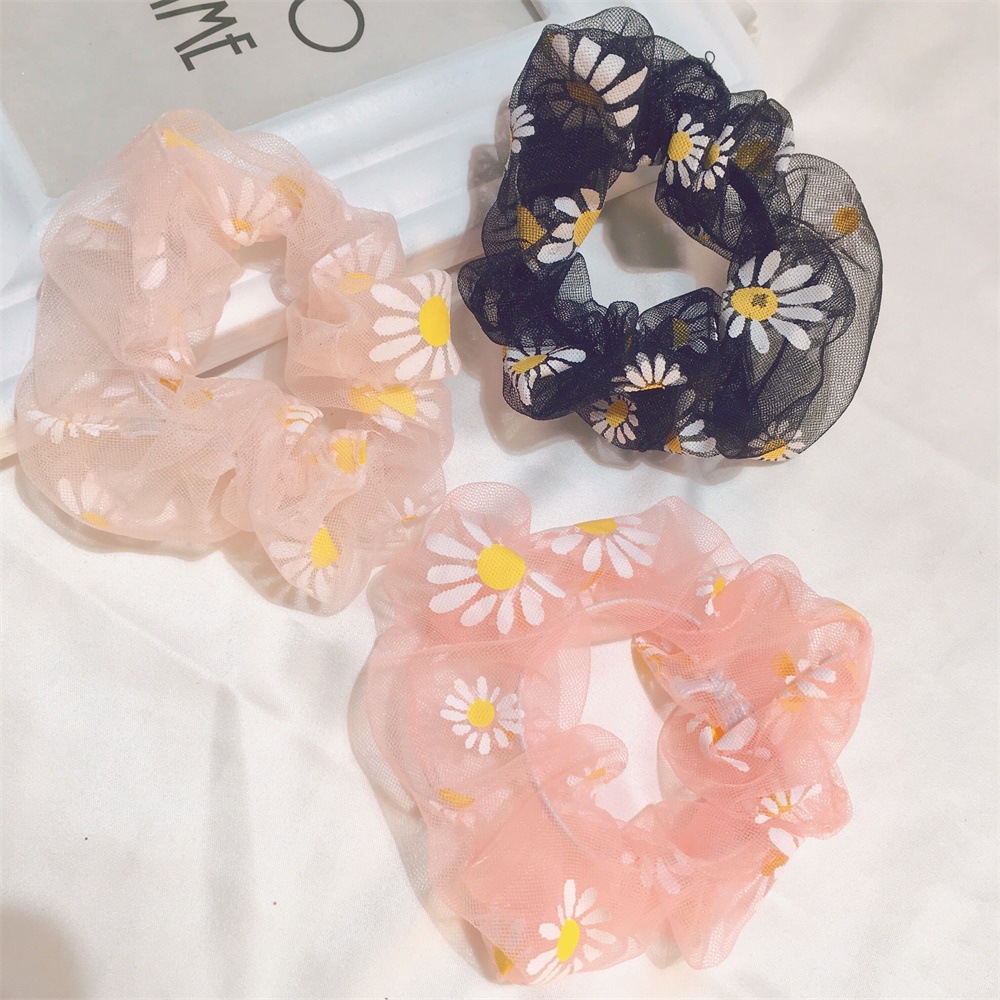 Summer Hair Ring Net Yarn Small Daisy Hair Ring Hair Rope Girl Cute Ponytail Hair Rope Hair Accessories Wholesale Nihaojewelry display picture 5