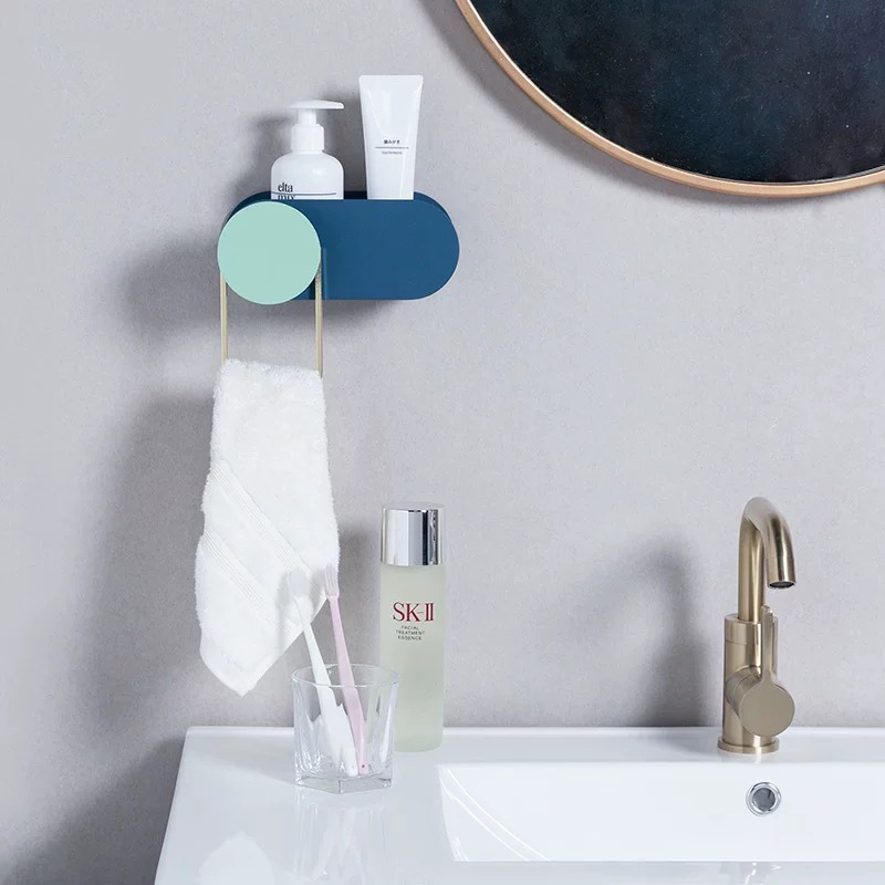 北欧风玄关置物架浴室用品置物架毛巾挂架免钉免钉孔挂包架钥匙架