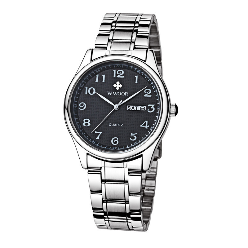 WWOOR con amor nueva pareja casual reloj de cuarzo para hombre calendario impermeable simple reloj de moda para mujer 8805