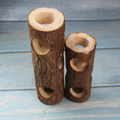 亚马逊速卖通跨境仓鼠实木树洞管道蜘蛛爬虫躲避屋磨牙玩具树洞|ms