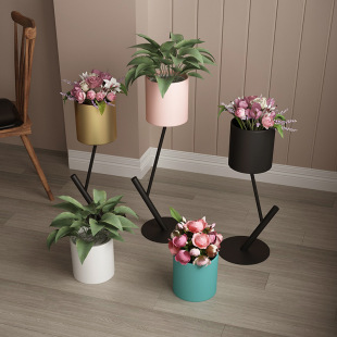 European-style Simple Iron Creative Flower Rack Living Room Decorative Storage Rack Indoor and Outdoor Floor-standing Light Luxury Flower Pot Rack Green Rose