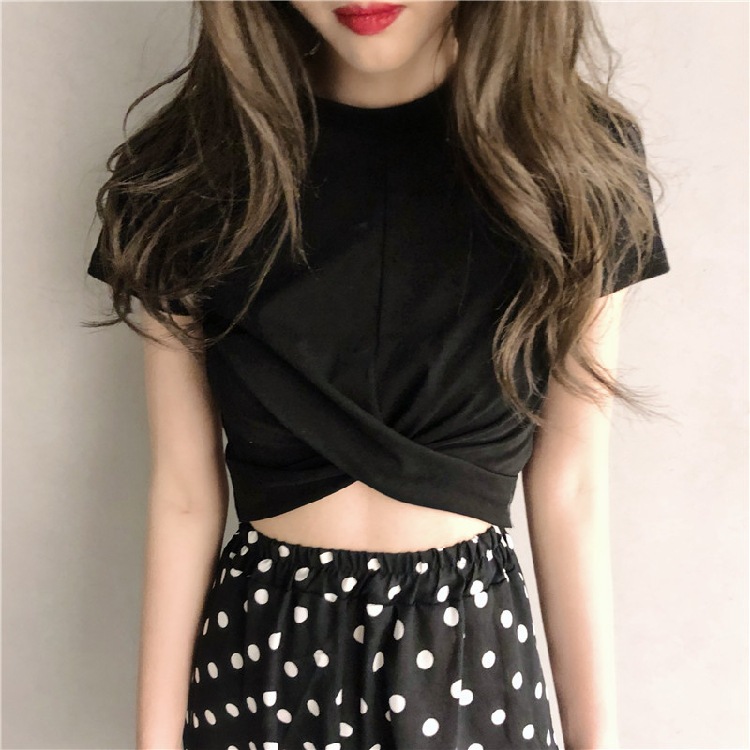 Instagram white short sleeved T-shirt summer casual bottom shirt student Korean women's clothing_voghion.com