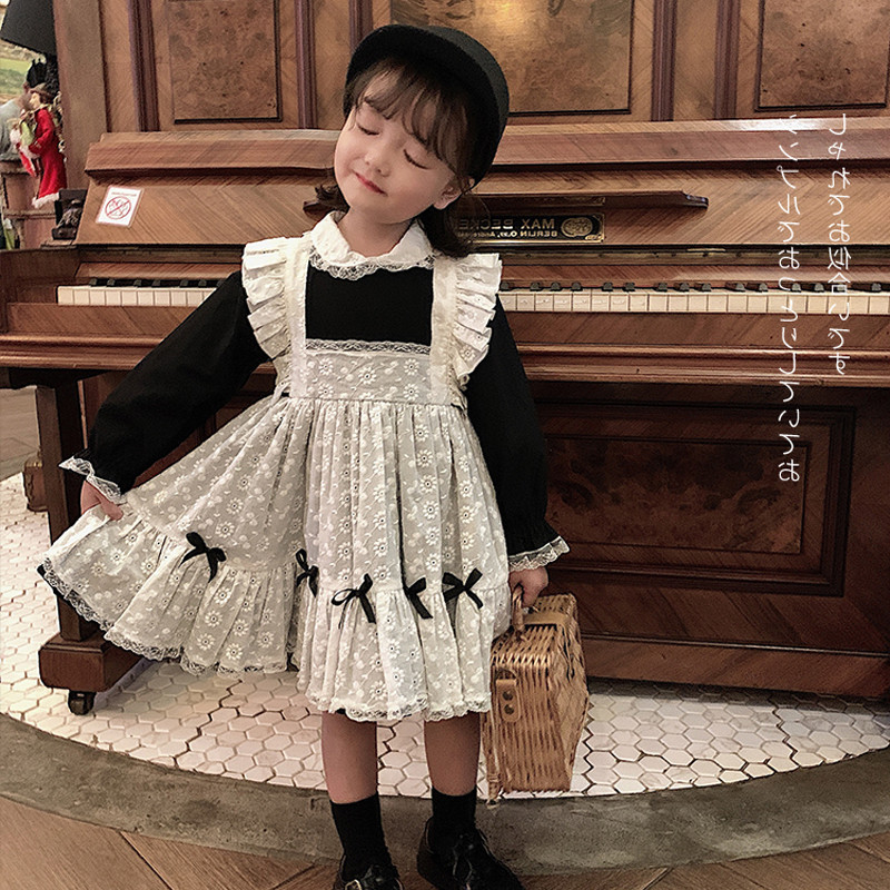 女童连衣裙2021春装新款娃娃领洛丽塔公主裙宫廷风韩版童装批发