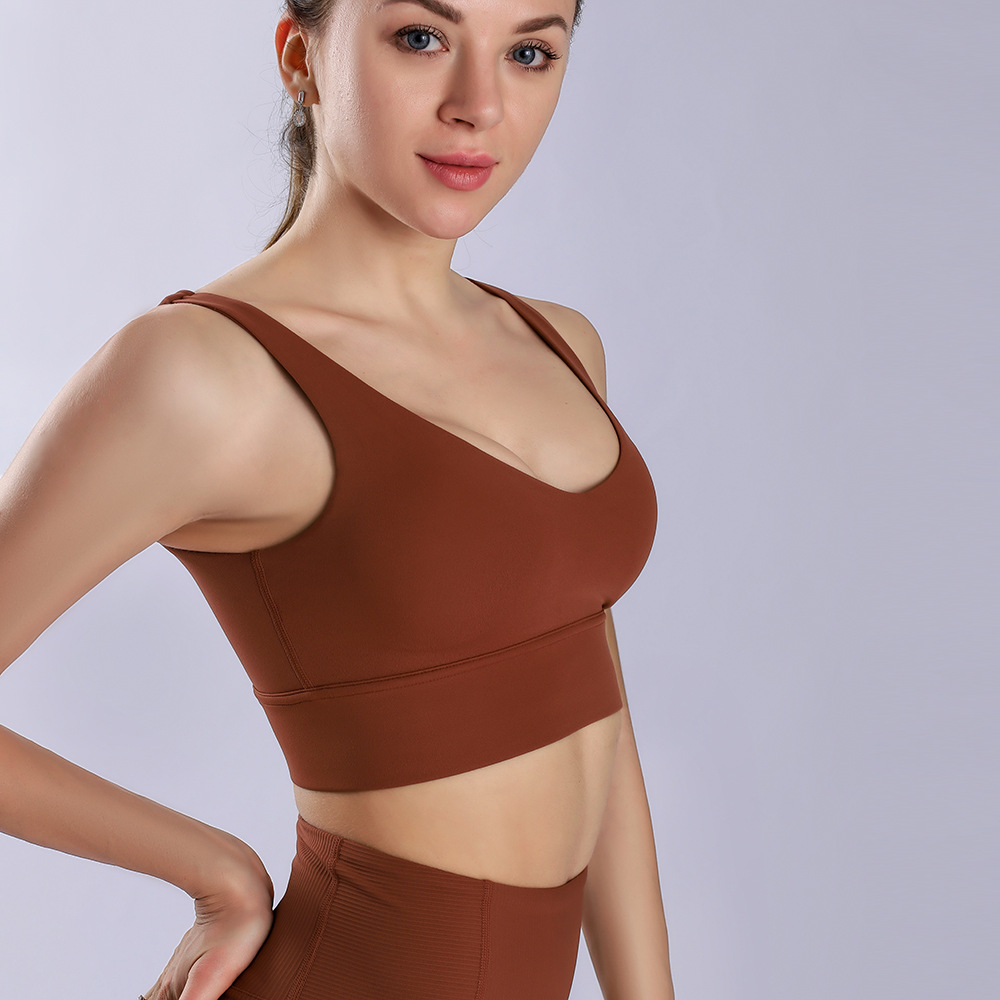 高强度运动文胸女吸汗背心式无痕运动内衣女跑步防震lulu瑜伽文胸