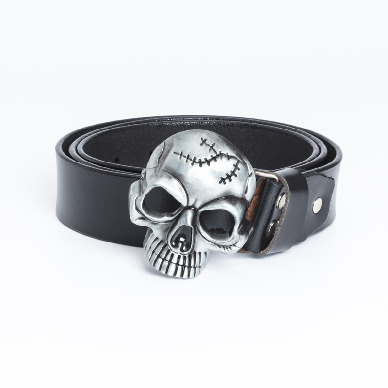 2023 New Hot Selling Casual Trend Skull Head Button Pant Belt Retro Fashion Genuine Leather Belt Men's Quality Cowhide Belt_voghion.com