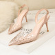 899-26 European and American wind contracted point light mouth high-heeled shoes fine transparent diamond fashion sandals with hollow out shoes