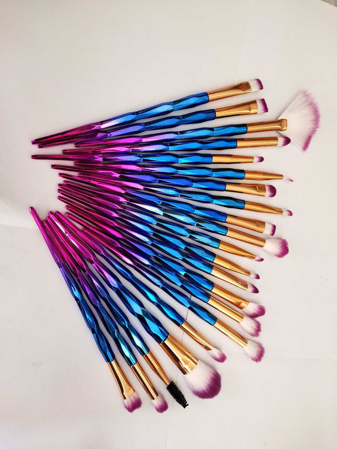 厂家直销 20只化妆刷套装 渐变钻石柄炫彩钻石套刷|ms