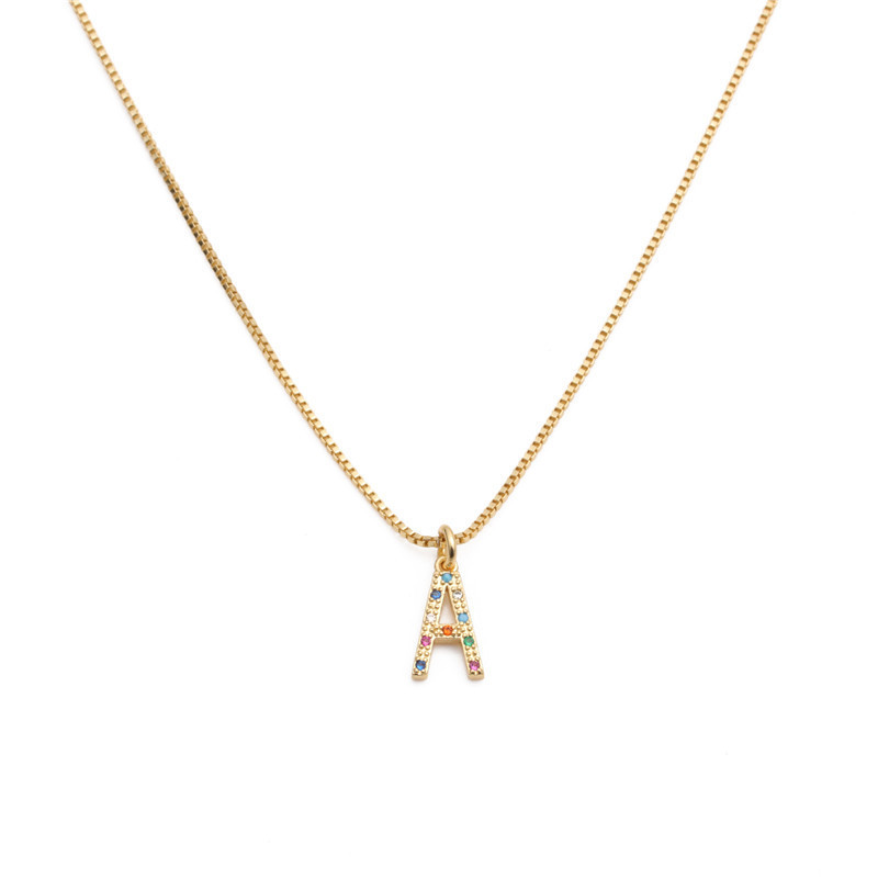 Neue Heiß Verkaufte Mikro Eingelegte Zirkonium Halskette Englische Buchstaben Halskette Necklace display picture 4