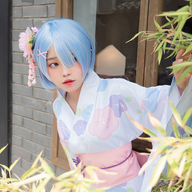 新款蕾姆cosplay服女裝拉姆和服浴衣雷姆花和服花魁一件代發舞台