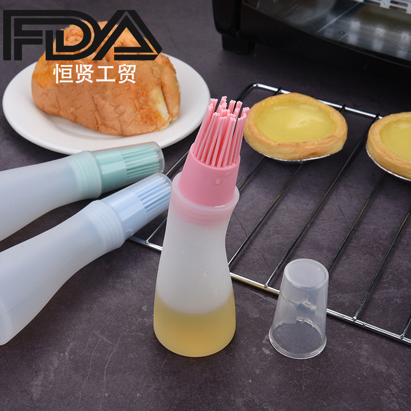 With Protective Cover Bbq Brush Oil Control Brush Silicone Barbecue Brush Silicone Butter Bottle Oblique Sweep Oil Bottle Sweep
