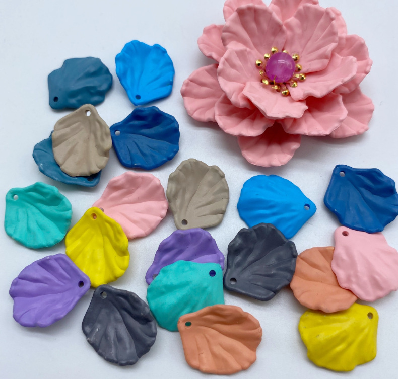Acrylic hanging hole, spray-painted cabbage leaf, handcrafted earrings and hairpins, diy summer color series, matte touch leaf detail image 13