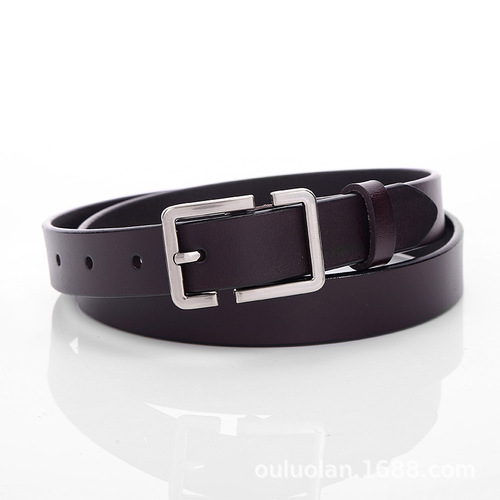 Retro cowhide thin belt women's side buckle fashion casual decorative student pants belt hip hop belt women manufacturer